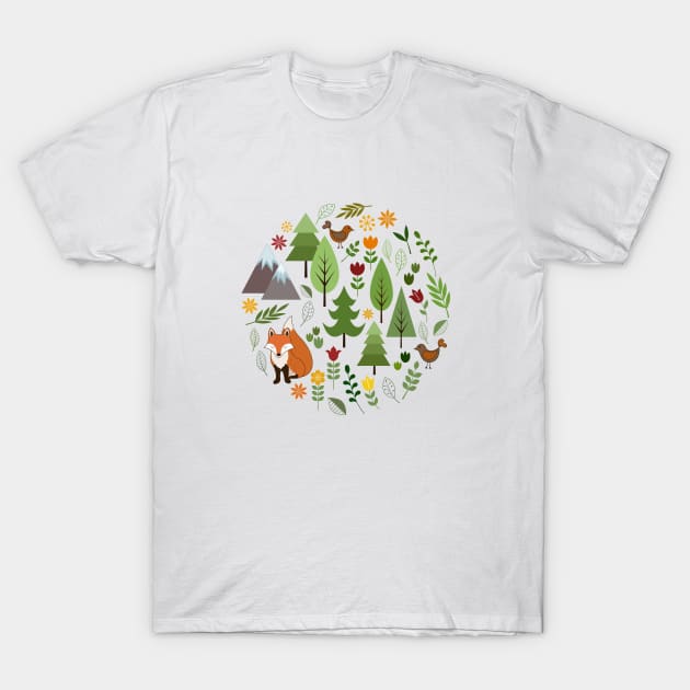 Scandinavian Style Illustrations Circle Design T-Shirt by NataliePaskell